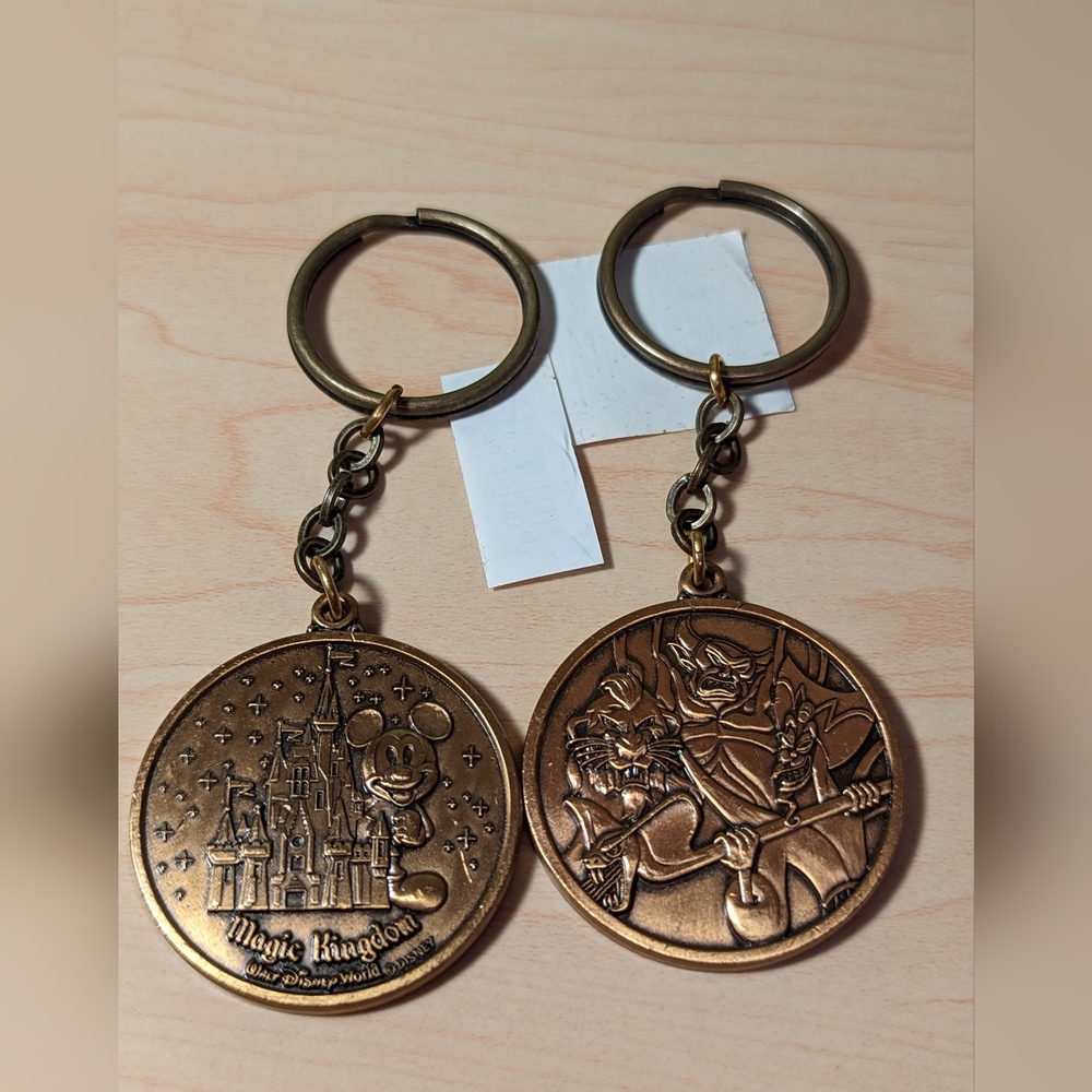 Vintage Walt Disney World Keychains Magic Kingdom and Villains bundle of 2